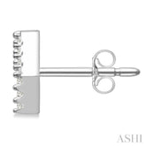 1/10 Ctw Initial 'Y' Round Cut Diamond Earrings in 10K White Gold